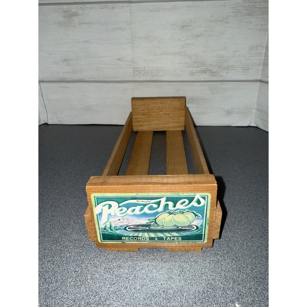 Vtg Peaches Records & Tapes Store Crate 8 Track Wooden Storage‎ Rack